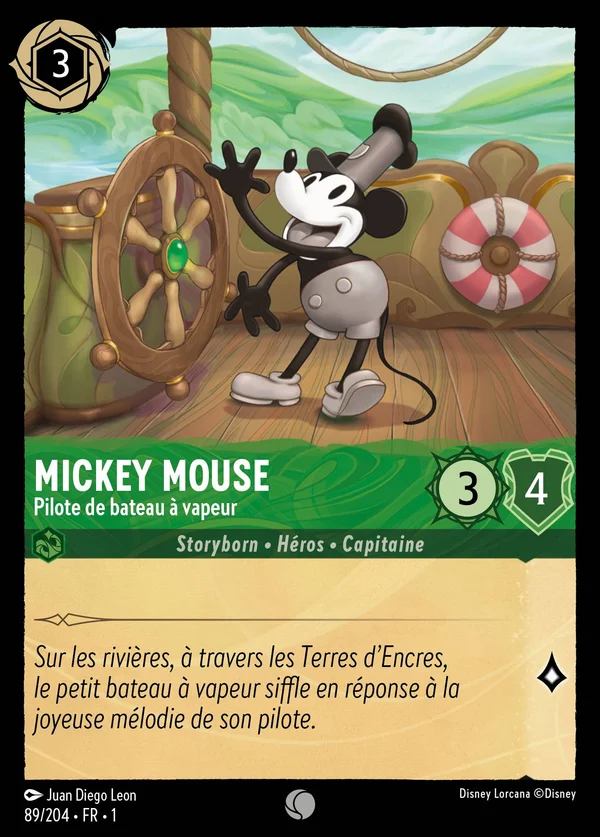 Mickey Mouse - Pilote de bateau à vapeur — Disney Lorcana Personnage card from The First Chapter