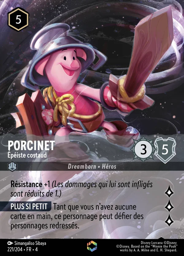 Porcinet - Épéiste costaud — Disney Lorcana Personnage card from Ursula's Return