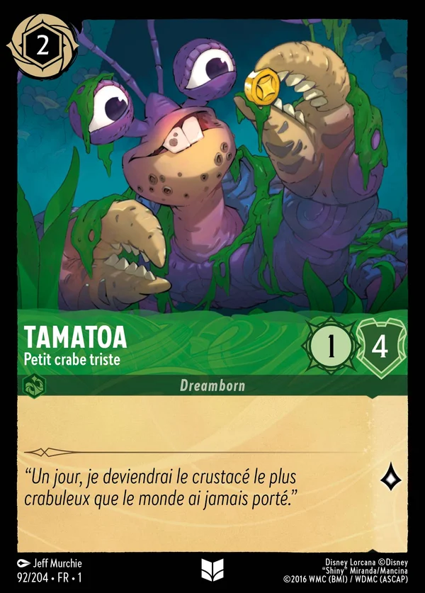 Tamatoa - Petit crabe triste — Disney Lorcana Personnage card from The First Chapter