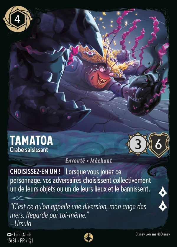 Tamatoa - Crabe saisissant — Disney Lorcana Personnage card from Illumineer's Quest: Deep Trouble