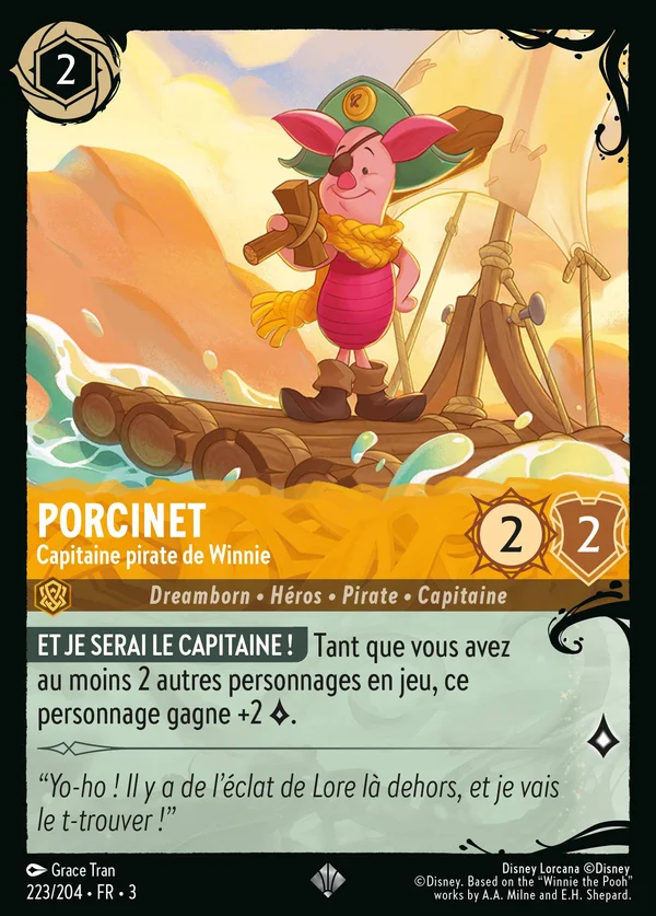 Porcinet - Capitaine pirate de Winnie — Disney Lorcana Personnage card from Into the Inklands