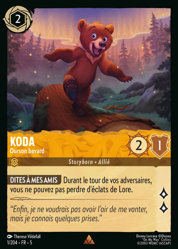 Koda - Ourson bavard — Disney Lorcana Personnage card from Shimmering Skies