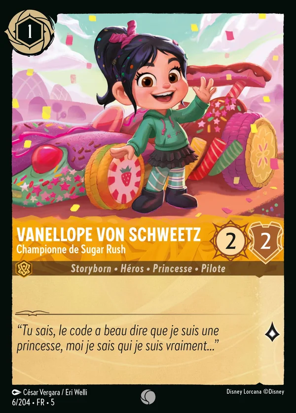 Vanellope von Schweetz - Championne de Sugar Rush — Disney Lorcana Personnage card from Shimmering Skies