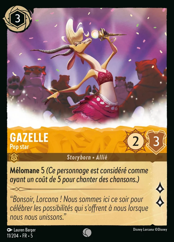 Gazelle - Pop star — Disney Lorcana Personnage card from Shimmering Skies