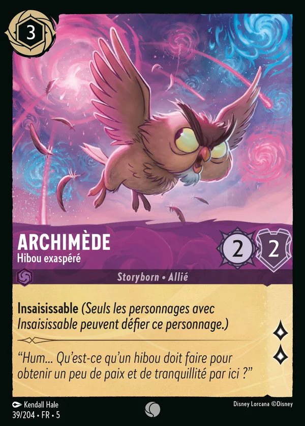 Archimède - Hibou exaspéré — Disney Lorcana Personnage card from Shimmering Skies